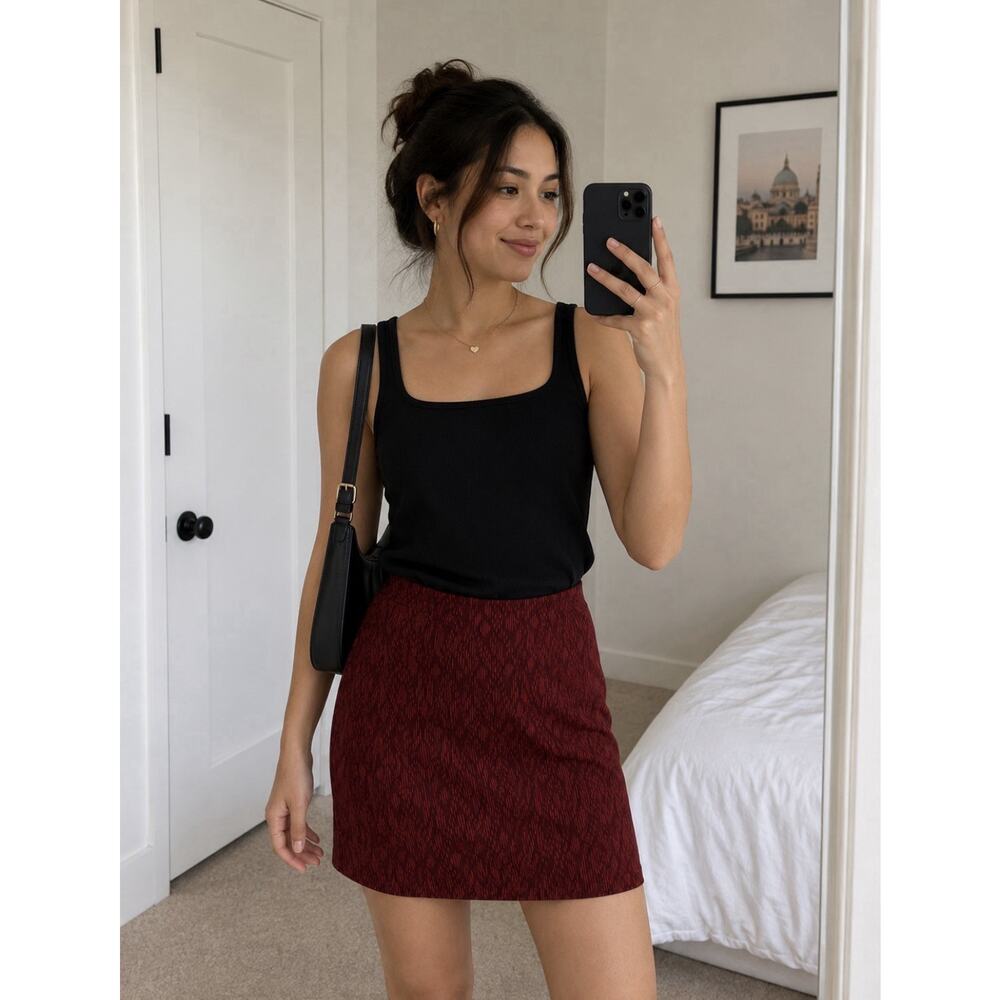 Lauren Ralph Lauren Red True Wrap Skirt Silk Sz 8